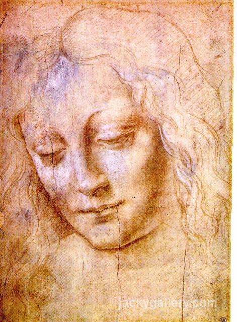 Head of a Young Woman, Leonardo Da Vinci's high quality hand-painted oil painting reproduction
